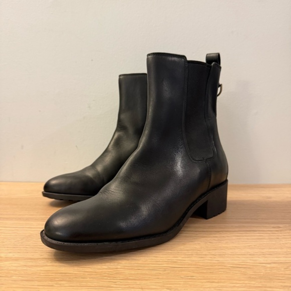 Cole‎ Haan Grand.øs waterproof Black Leather Ankle Boots 9.5
